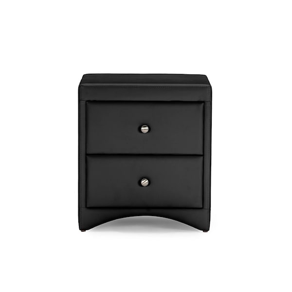 Baxton Studio Dorian Black Faux Leather Upholstered Modern Nightstand 116-6202 - main